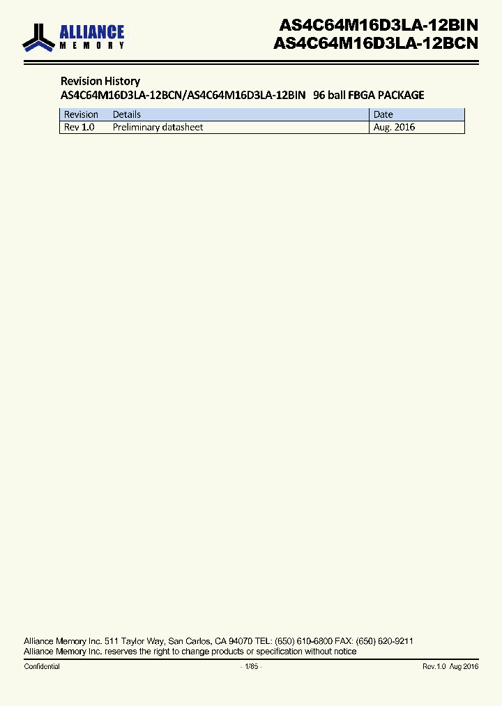 AS4C64M16D3LA-12BCN_8887003.PDF Datasheet