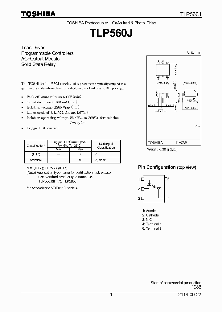 TLP560J-14_8902428.PDF Datasheet