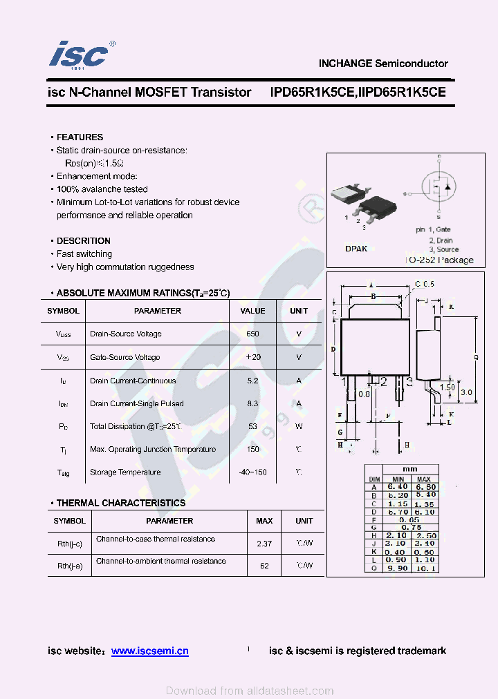 IPD65R1K5CE_8926523.PDF Datasheet