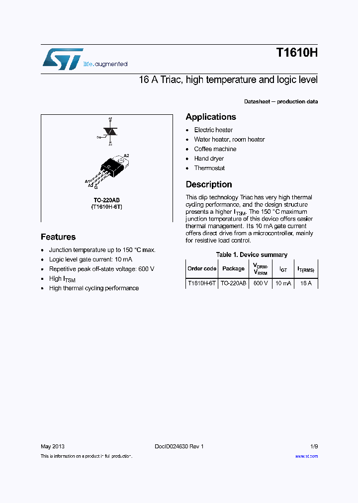 T1610H_8929076.PDF Datasheet