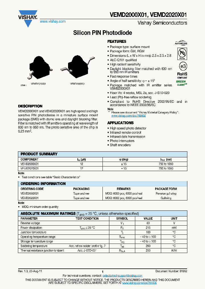 VEMD2000X01_8935453.PDF Datasheet