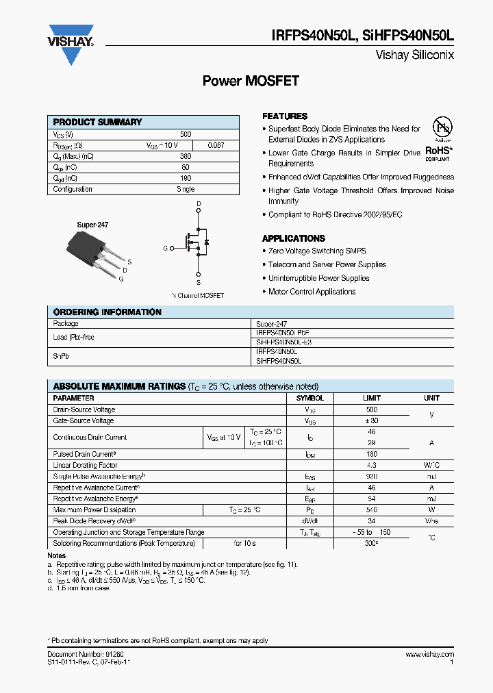 SIHFPS40N50L_8935776.PDF Datasheet