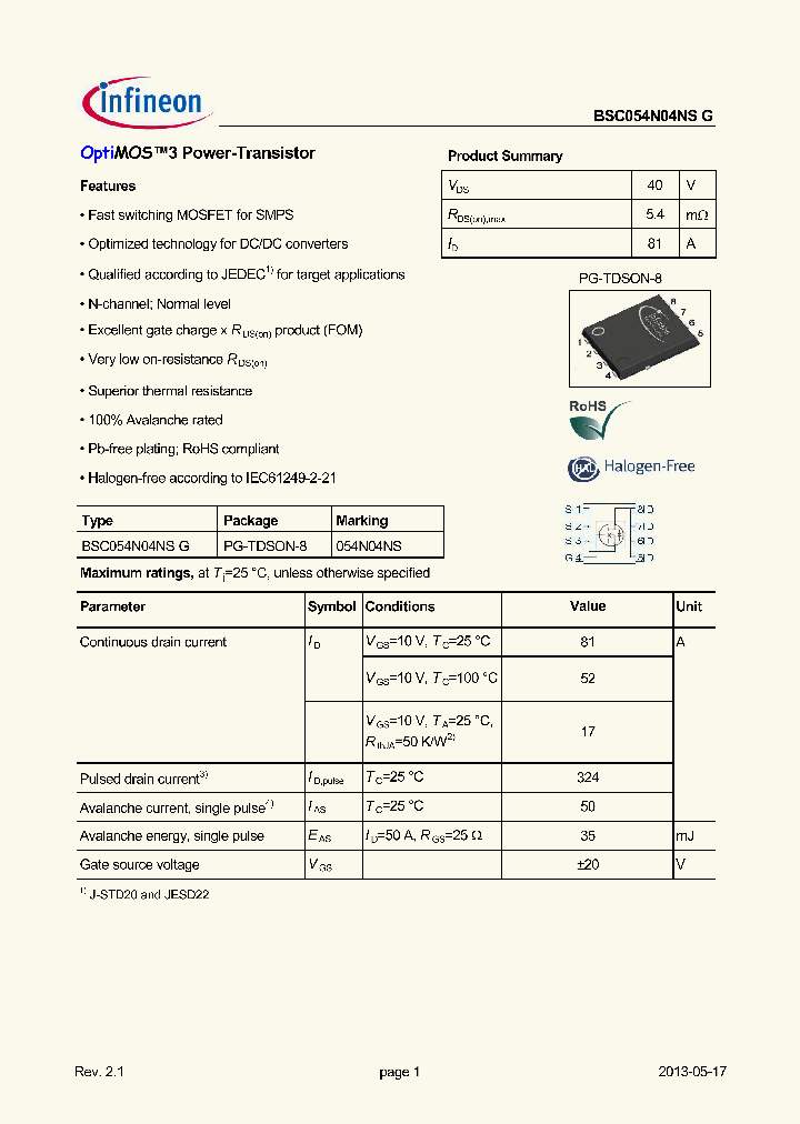 BSC054N04NSG_8950784.PDF Datasheet