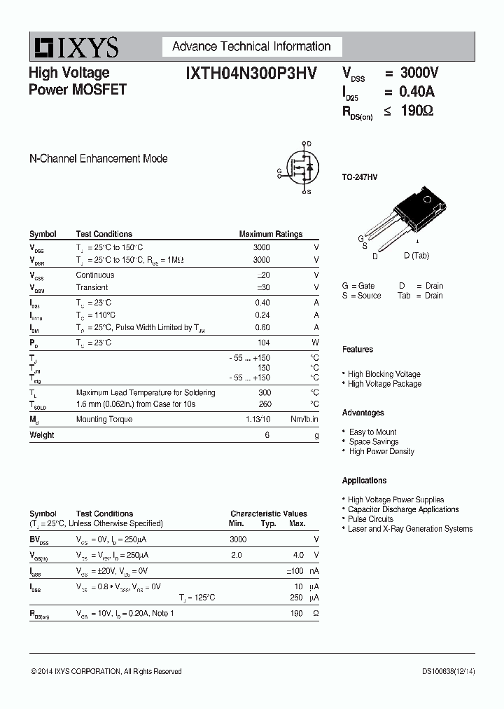 IXTH04N300P3HV_8956231.PDF Datasheet