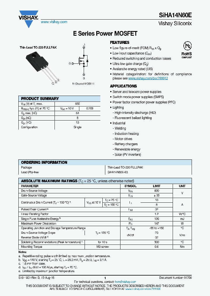 SIHA14N60E_8960010.PDF Datasheet