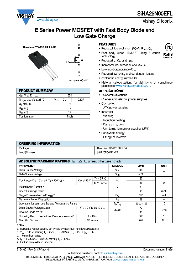 SIHA25N60EFL_8960020.PDF Datasheet