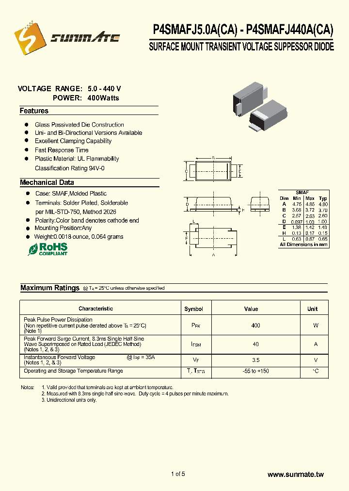 P4SMAFJ50CA_8963850.PDF Datasheet