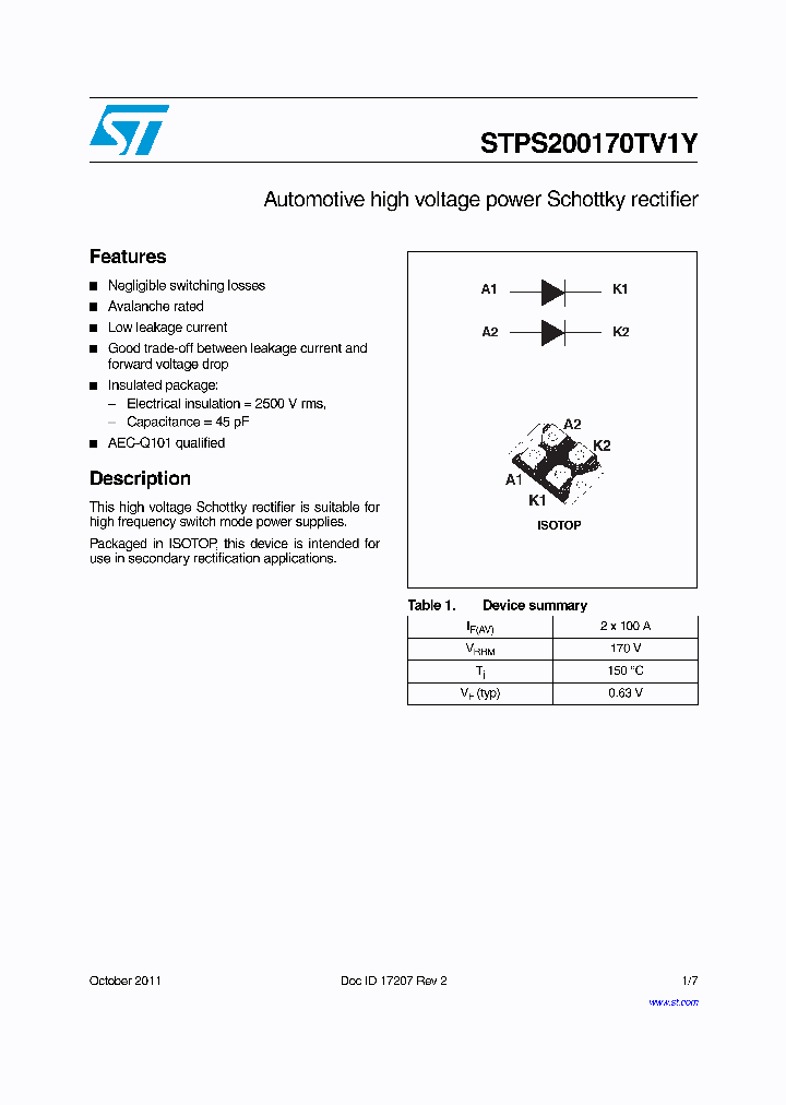 STPS200170TV1Y_8969850.PDF Datasheet