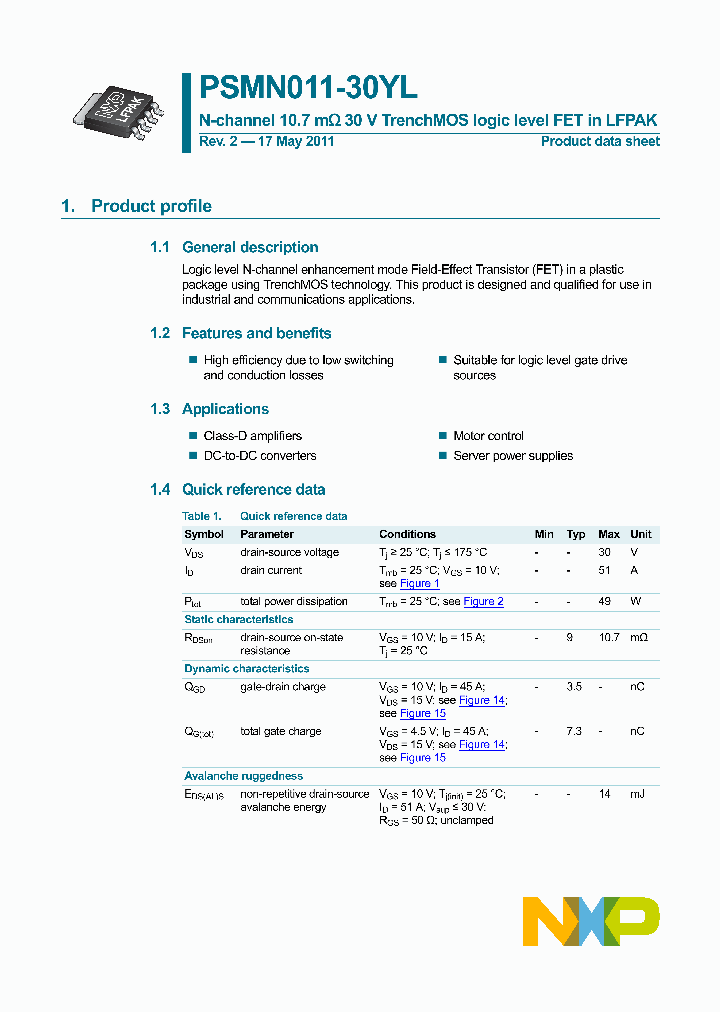 PSMN011-30YL_8970405.PDF Datasheet