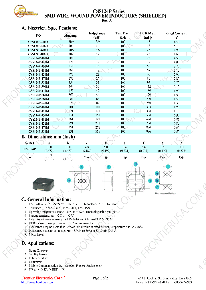 CSS124P-100M_8975498.PDF Datasheet