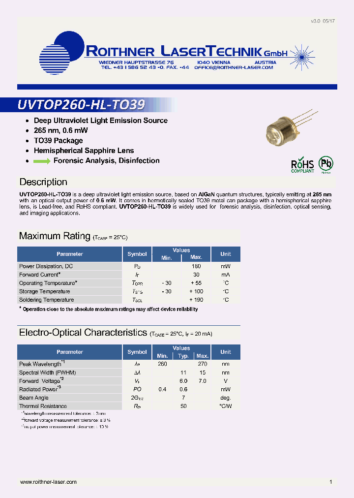 UVTOP260-HL-TO39_8983921.PDF Datasheet