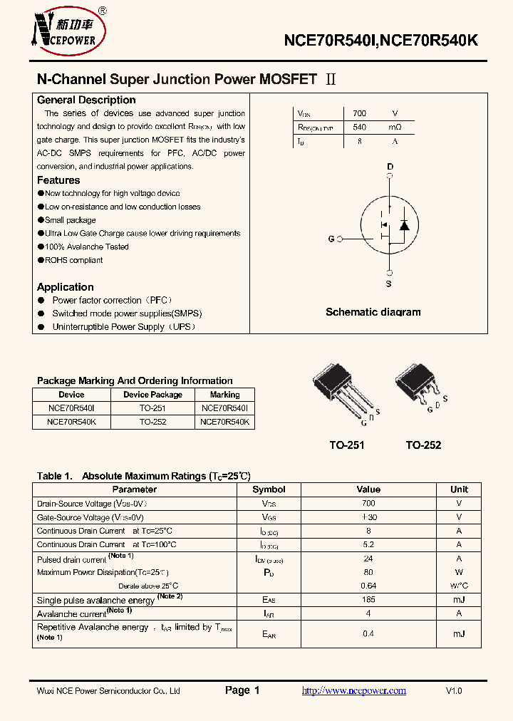 NCE70R540I_8990652.PDF Datasheet