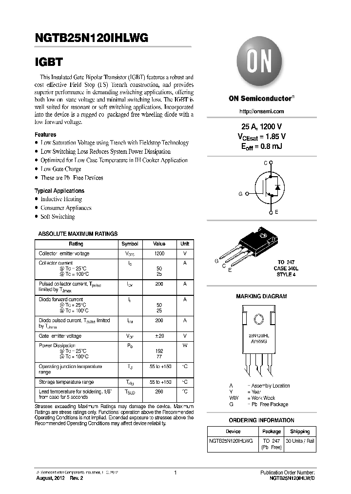 NGTB25N120IHLW_8997949.PDF Datasheet