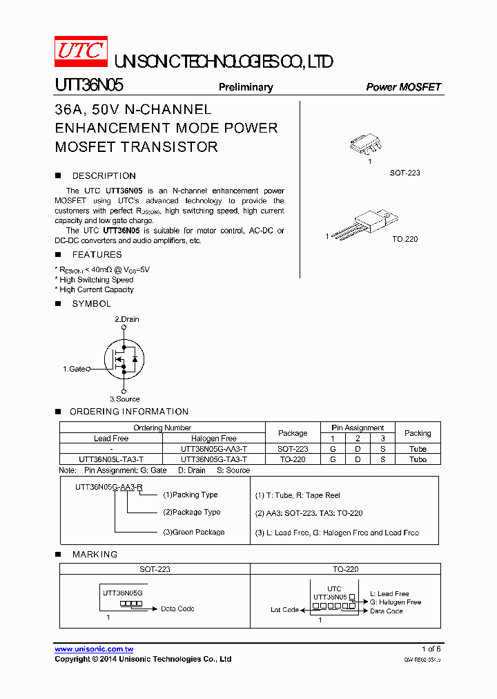 UTT36N05G-AA3-T_9003968.PDF Datasheet