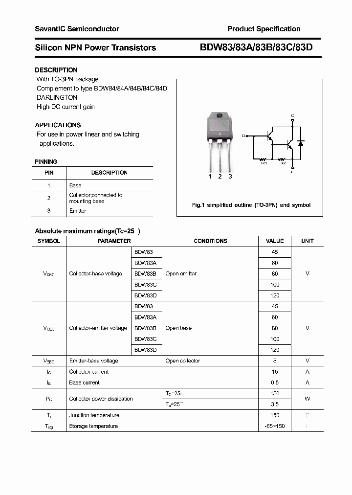 BDW83B_9009402.PDF Datasheet