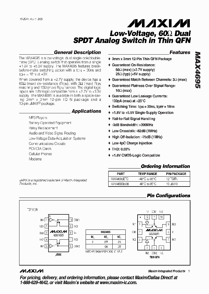 MAX4695ETC_9021888.PDF Datasheet