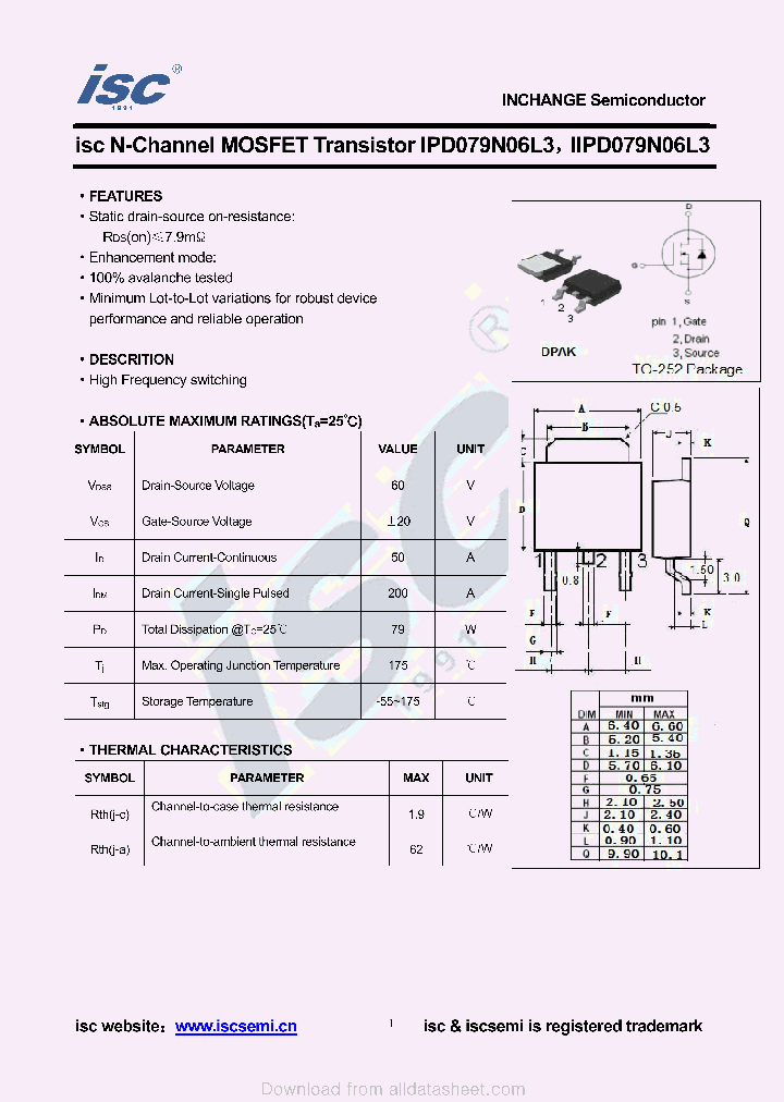IPD079N06L3_9025941.PDF Datasheet
