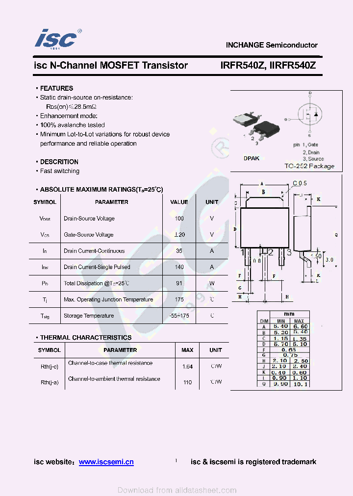 IRFR540Z_9048990.PDF Datasheet