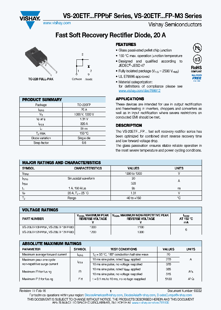 VS-20ETF10FPPBF_9051054.PDF Datasheet