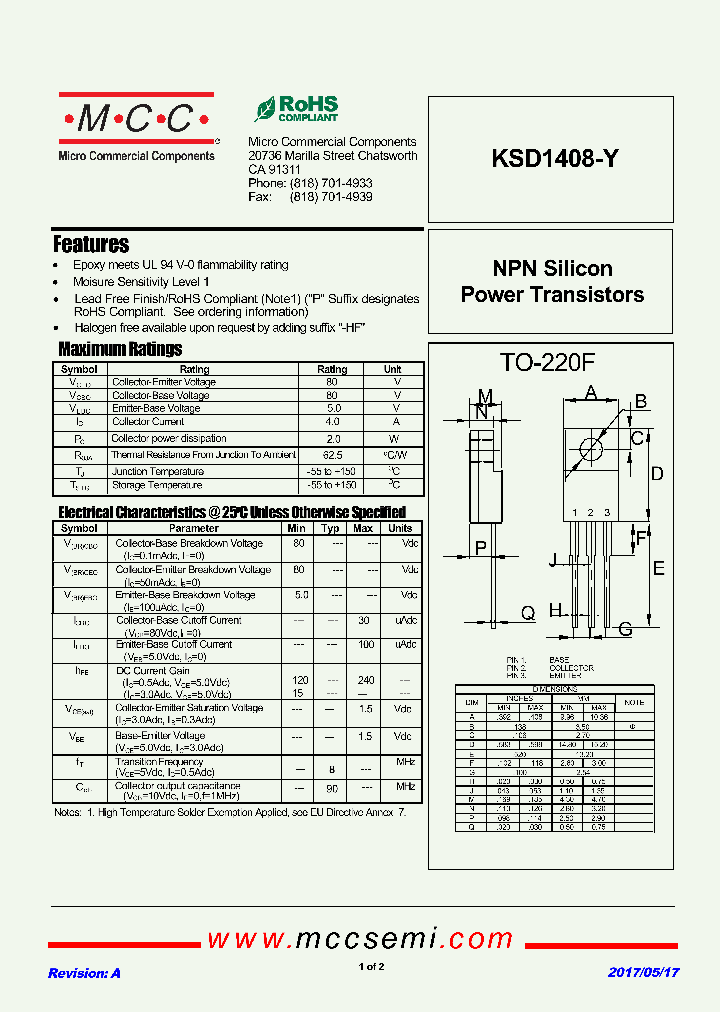 KSD1408-Y_9051184.PDF Datasheet