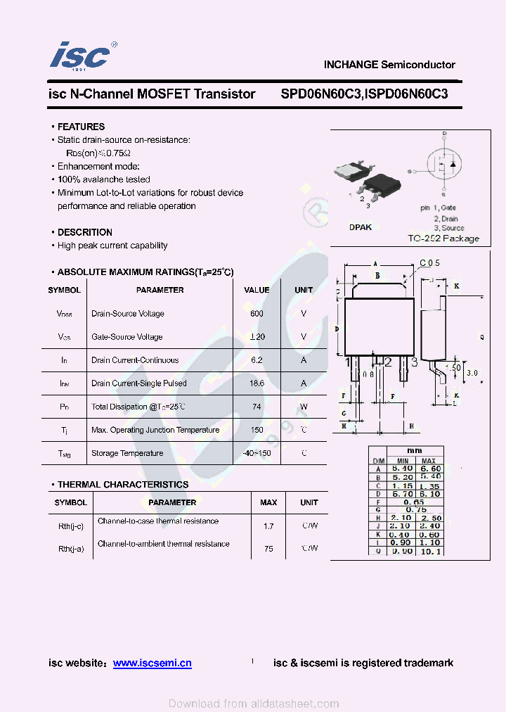 SPD06N60C3_9052887.PDF Datasheet