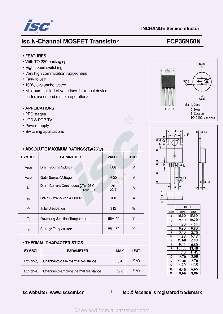 FCP36N60N_9052977.PDF Datasheet