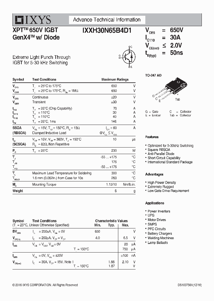 IXXH30N65B4D1_9055506.PDF Datasheet