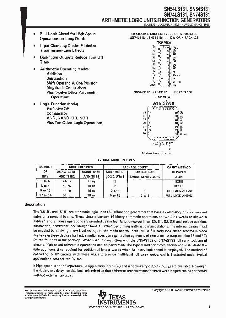 SNJ54LS181J_9064345.PDF Datasheet