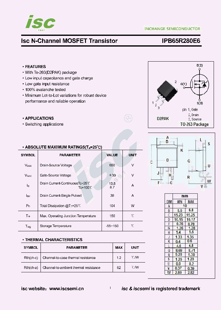 IPB65R280E6_9074981.PDF Datasheet