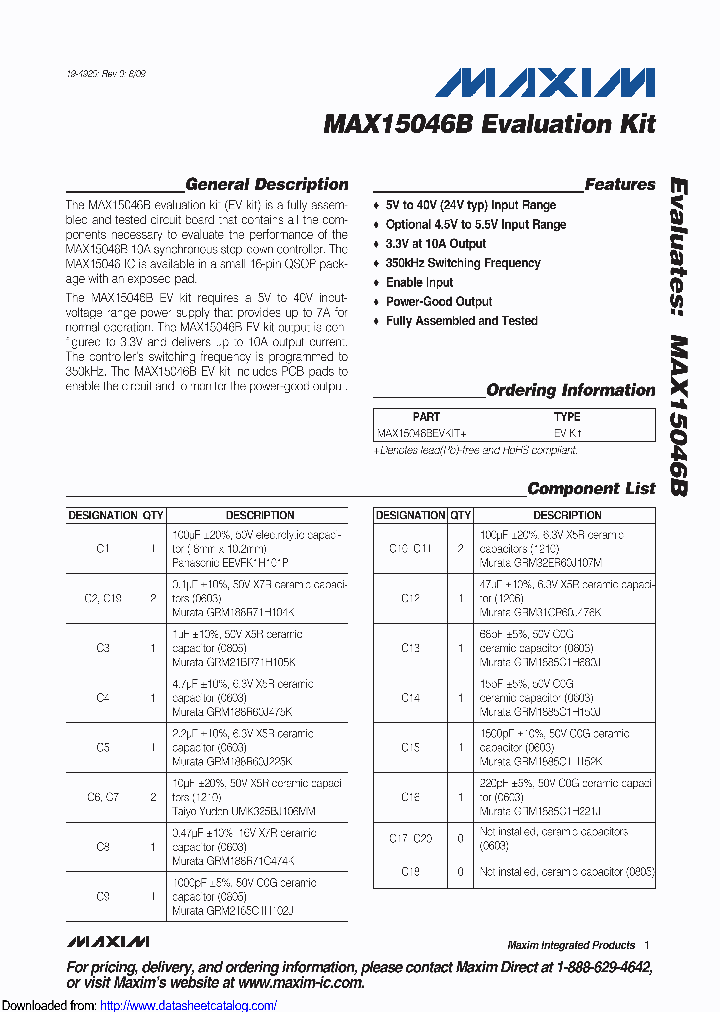 MAX15046BEVKIT_9075025.PDF Datasheet