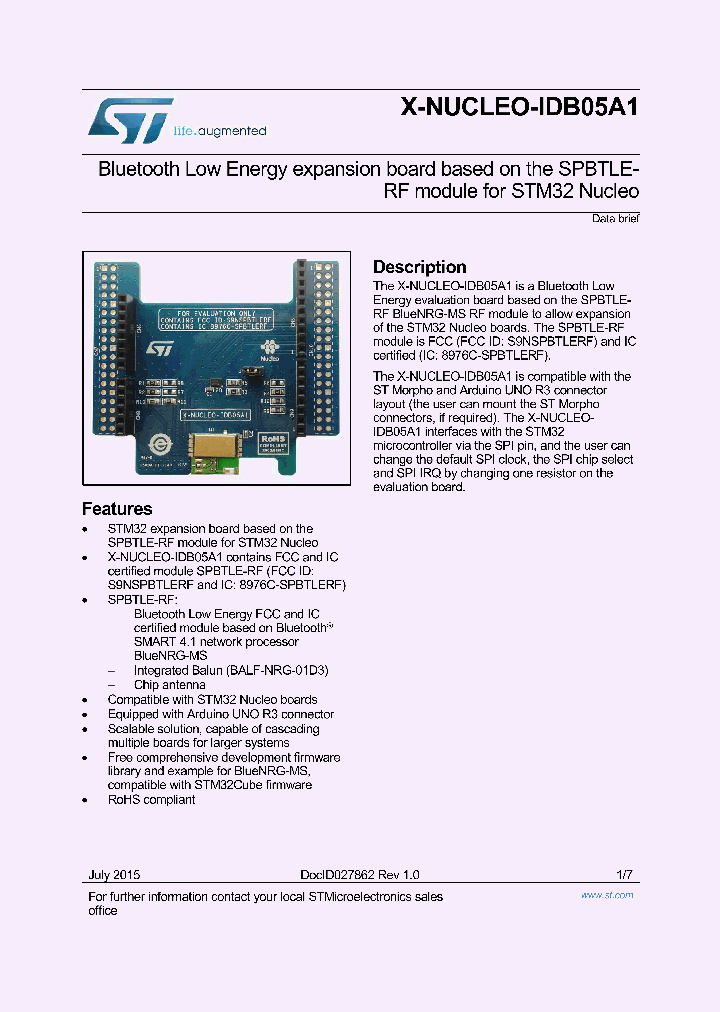 X-NUCLEO-IDB05A1_9076752.PDF Datasheet