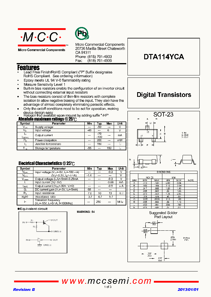DTA114YCA_9077109.PDF Datasheet
