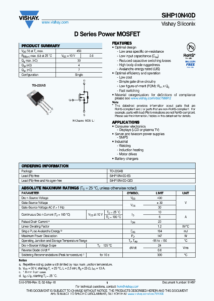 SIHP10N40D_9077628.PDF Datasheet