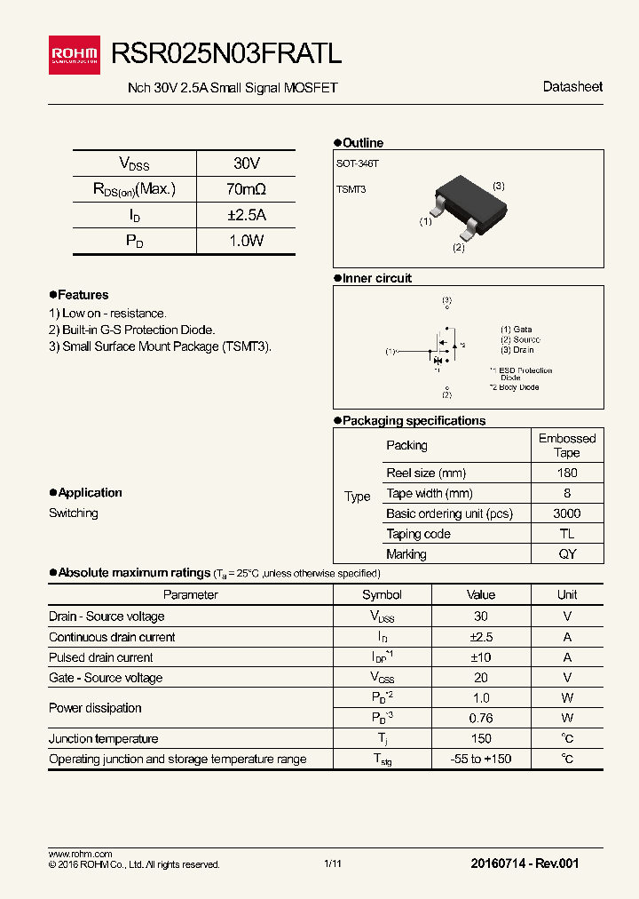RSR025N03FRATL_9079898.PDF Datasheet