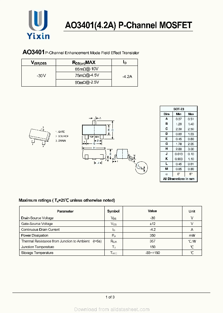 AO3401_9082364.PDF Datasheet