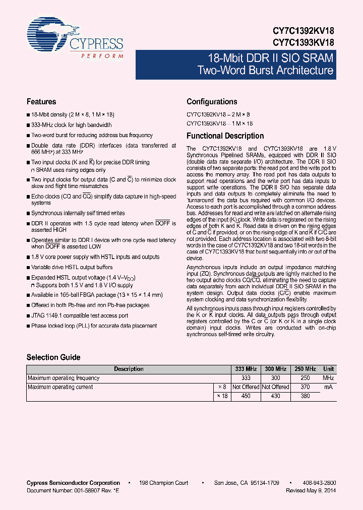 CY7C1393KV18-333BZI_9090228.PDF Datasheet