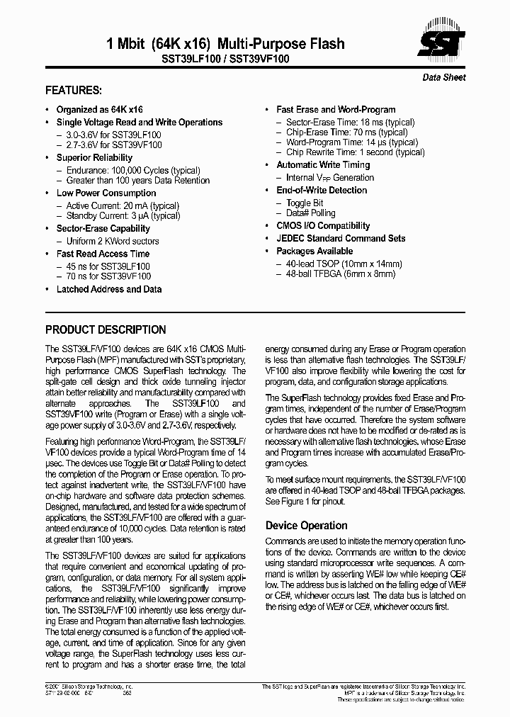 SST39LF100-70-4C-B3I_9090836.PDF Datasheet