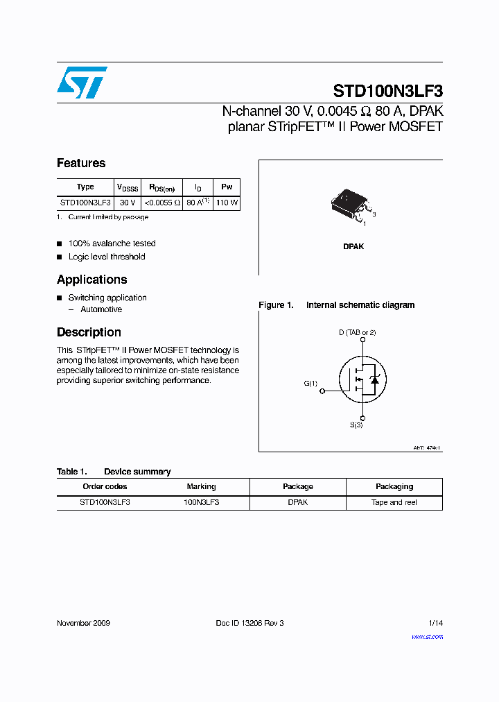 STD100N3LF3_9098836.PDF Datasheet