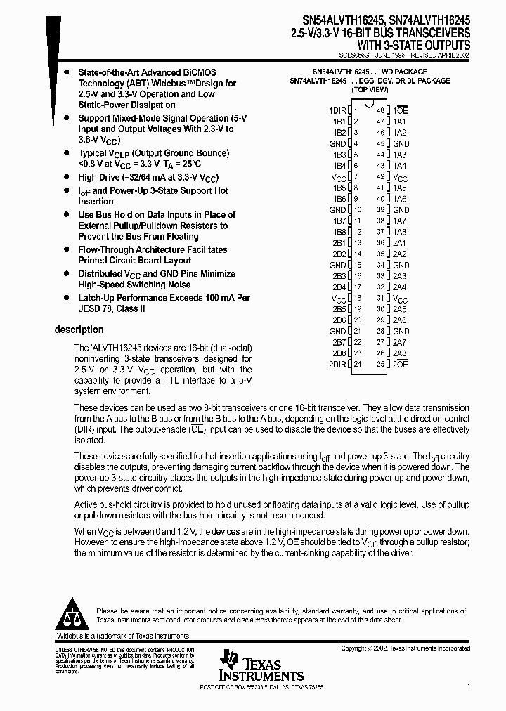 SN54ALVTH16245_9103052.PDF Datasheet