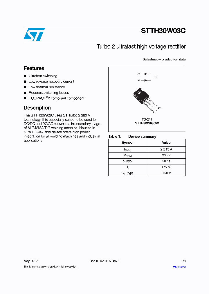 STTH30W03C_9115247.PDF Datasheet