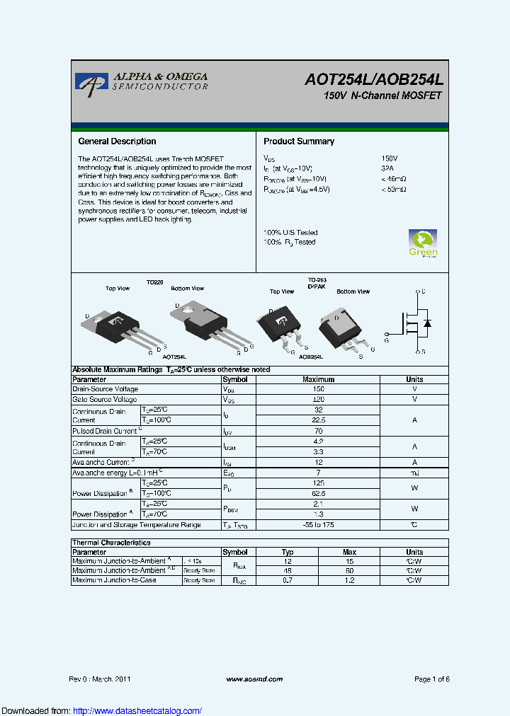 AOB254L_9118122.PDF Datasheet