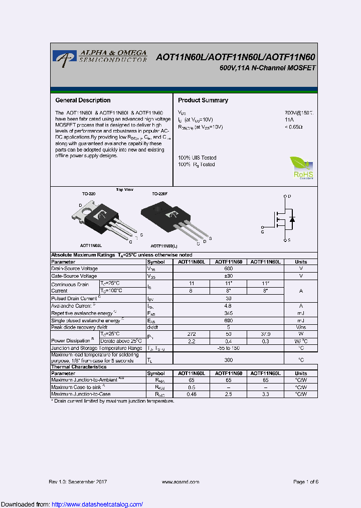 AOTF11N60_9121045.PDF Datasheet